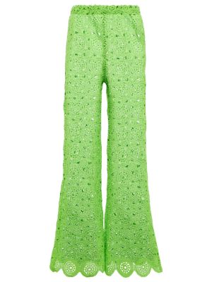 Памучни широки панталони тип „марлен“ Rotate Birger Christensen зелено