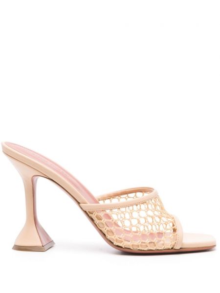 Mesh pantolette Amina Muaddi beige