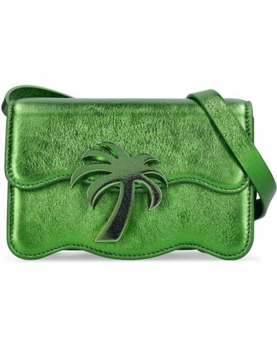 Kožená plážová taška Palm Angels zelená