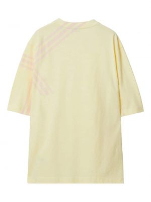 Kostkované bavlněné tričko s potiskem Burberry žluté