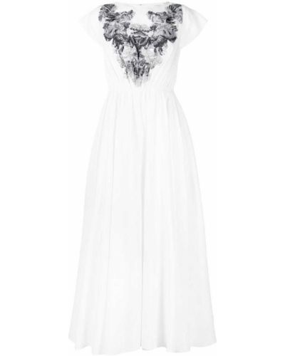 Ленена рокля с мъниста Saiid Kobeisy бяло
