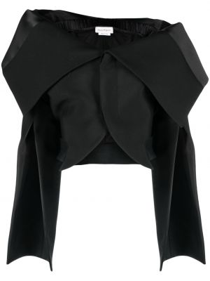 Asymetrická vlněná bunda Alexander Mcqueen černá