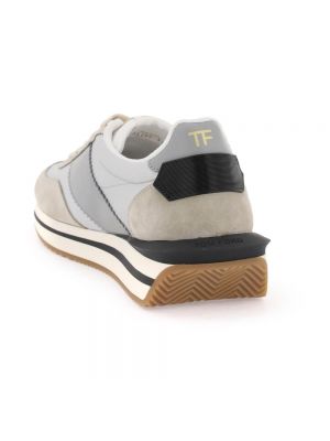 Sneakers in pelle scamosciata di pelle Tom Ford argento