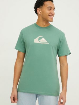 Koszulka bawełniana z nadrukiem Quiksilver zielona