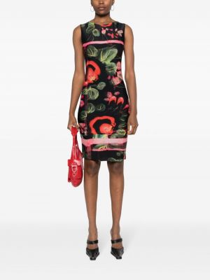 Květinové šaty bez rukávů s potiskem Jean Paul Gaultier Pre-owned černé