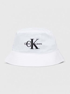 Памучна шапка с козирки Calvin Klein Jeans бяло