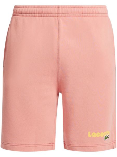 Pamučne kratke hlače s printom Lacoste ružičasta