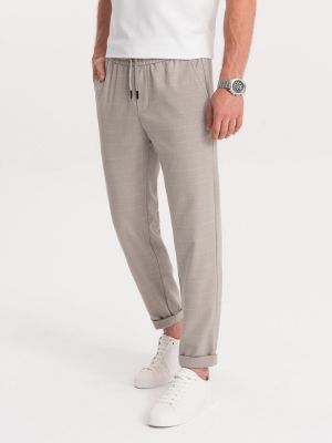 Kockované nohavice Ombre Clothing sivá