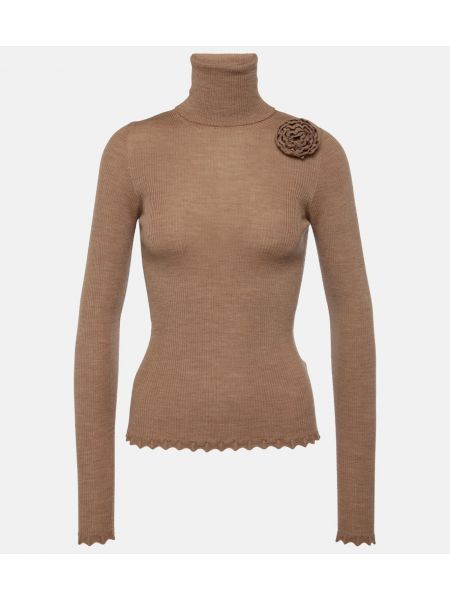 Blomstret ull turtleneck Blumarine beige