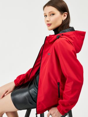 Αδιάβροχος αντιανεμικό μπουφάν με κουκούλα με τσέπες River Club κόκκινο