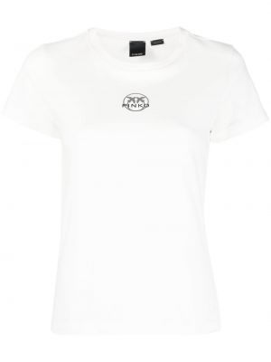 Памучна тениска с принт Pinko бяло