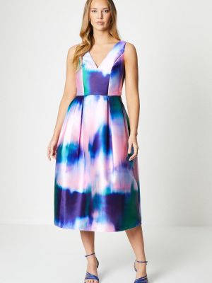 Расклешенное платье с принтом с глубоким декольте Coast фиолетовое