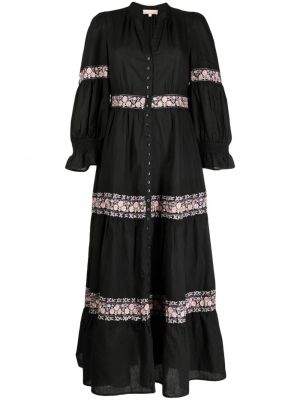 Midi obleka s cvetličnim vzorcem Bytimo črna