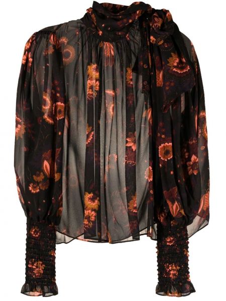 Svilena bluza s cvetličnim vzorcem s potiskom Ulla Johnson