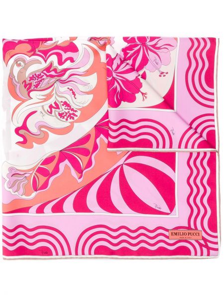 Pañuelo de flores con estampado abstracto Emilio Pucci rosa