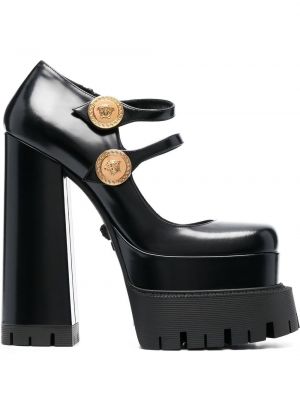 Полуотворени обувки на платформе Versace черно