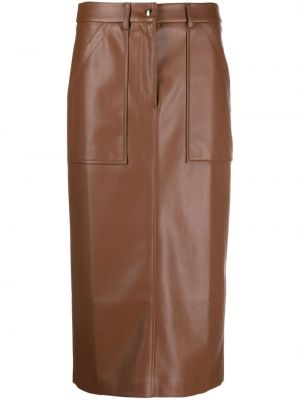 Kožená sukňa Semicouture hnedá
