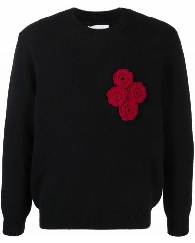 Jersey con bordado de flores de tela jersey Ernest W. Baker negro