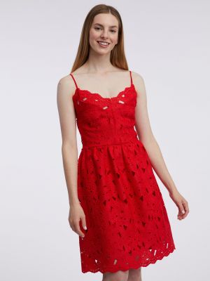 Obleka s čipko Orsay rdeča
