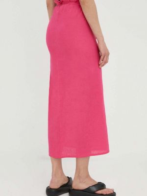 Lněné midi sukně Résumé růžové