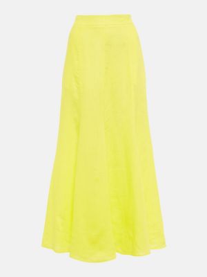 Ľanová midi sukňa Gabriela Hearst žltá