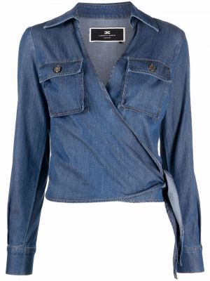 Camicia jeans Elisabetta Franchi, blu