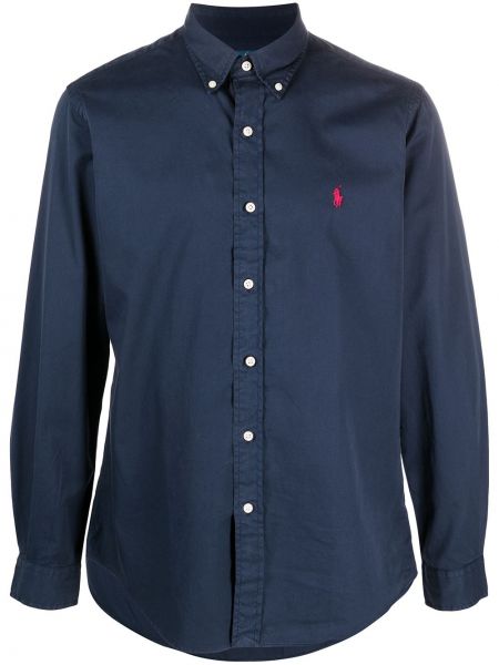 Camisa con bordado de punto de tela jersey Polo Ralph Lauren azul