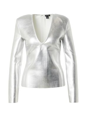 Tricou cu mânecă lungă Karen Millen argintiu