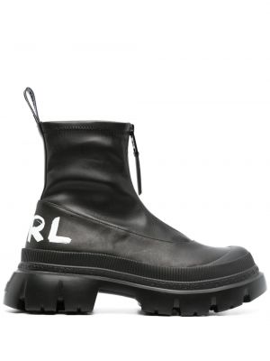 Leder ankle boots mit print Karl Lagerfeld schwarz
