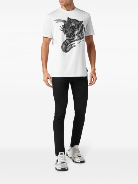 T-krekls ar apdruku ar tīģera rakstu Philipp Plein balts