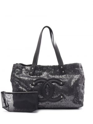 Шопинг чанта с пайети Chanel Pre-owned черно