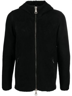 Kožená bunda na zip s kapucí Giorgio Brato černá