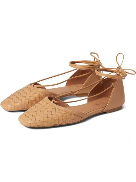 Балетки Madewell The Celina Lace-Up Flat in Woven Leather, Earthen Sand
