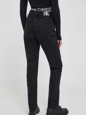 Džíny s vysokým pasem Calvin Klein Jeans černé