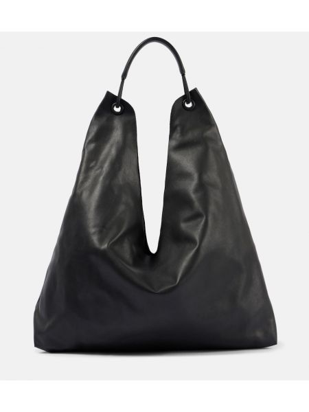 Δερμάτινη τσάντα shopper The Row μαύρο