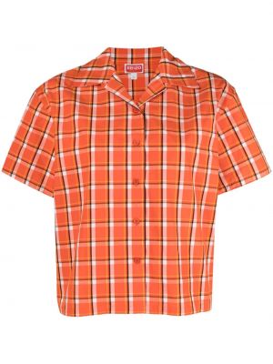 Koszula na guziki w kratkę Kenzo pomarańczowa
