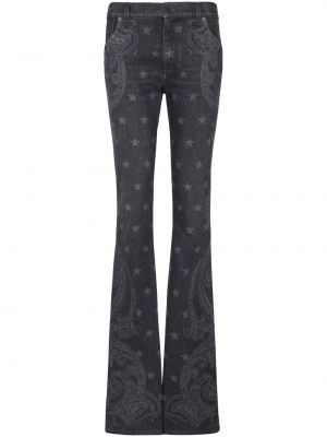 Hviezdne bootcut džínsy s potlačou Balmain čierna
