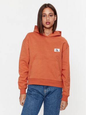 Oranžová fleecová mikina Calvin Klein Jeans