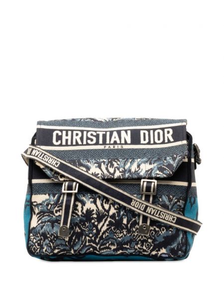 Geantă crossbody cu broderie Christian Dior Pre-owned albastru