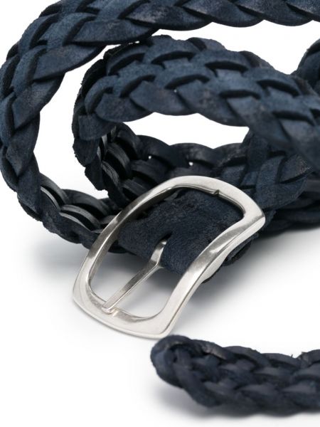 Pletený kožený pásek Orciani modrý