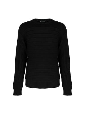 Plisovaný sveter s okrúhlym výstrihom Les Hommes čierna