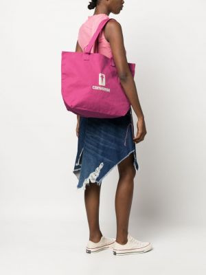 Shopper kabelka s potiskem Rick Owens Drkshdw růžová
