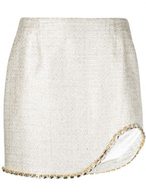 Křišťálové tvídové mini sukně Elisabetta Franchi stříbrné