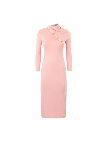 Sukienka midi z długim rękawem Elisabetta Franchi różowa