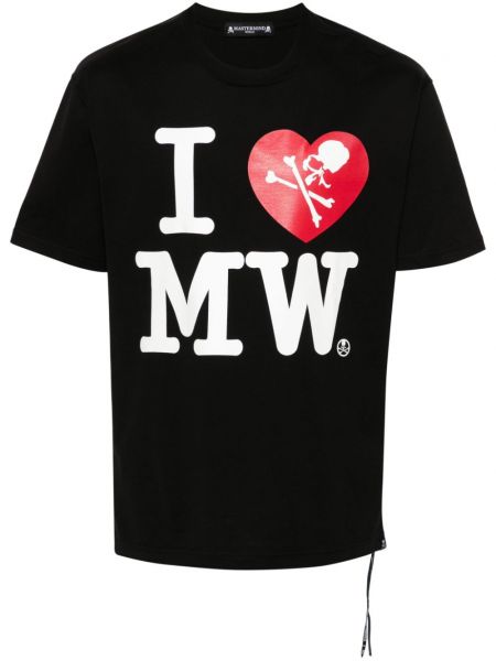 T-shirt avec imprimé slogan en coton à imprimé Mastermind World noir