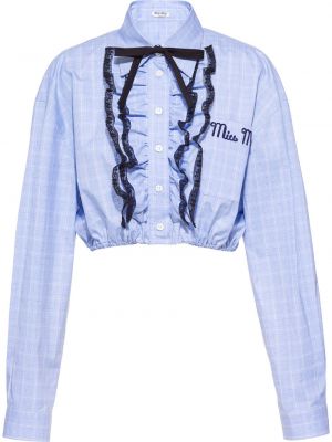 Camisa con bordado Miu Miu azul