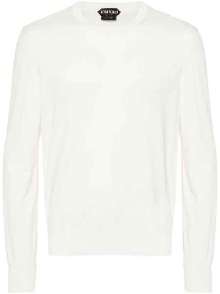 Bavlněný svetr s kulatým výstřihem Tom Ford bílý