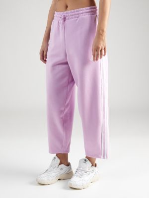Prugaste hlače od flisa bootcut Adidas Sportswear ružičasta