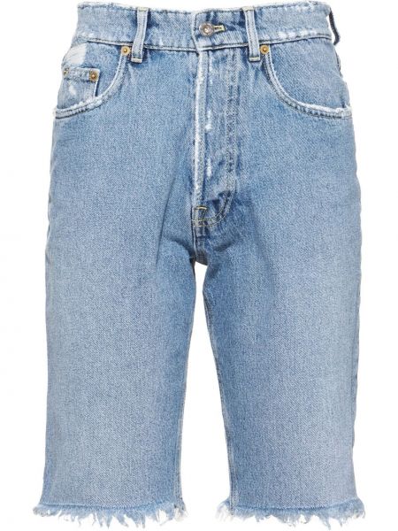 Obrabljene kratke jeans hlače Miu Miu modra