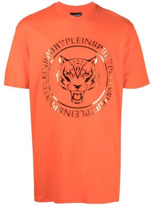 Спортна тениска с принт с тигров принт Plein Sport оранжево
